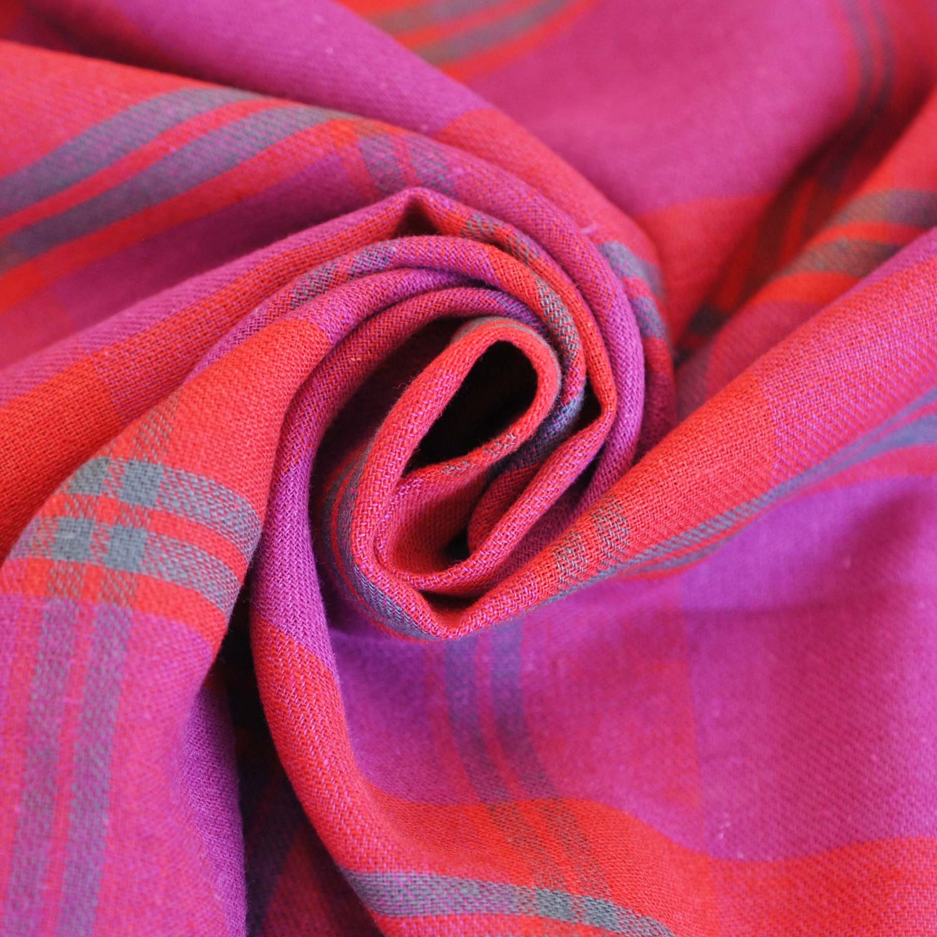 Cotton/Linen Blend Big Plaid in Cherry Tart - Image 3