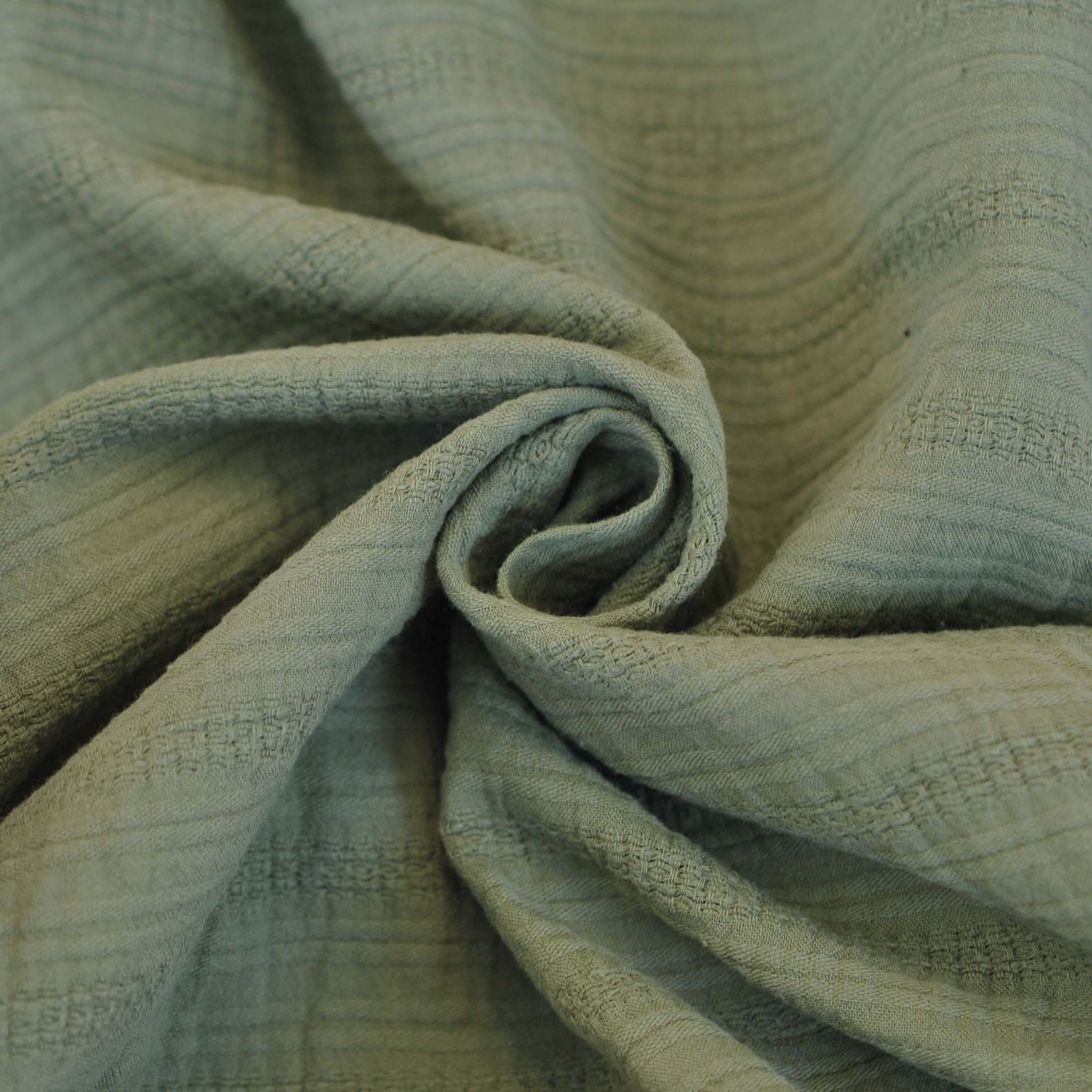 Cotton Textured Stripes in Sage - Image 3