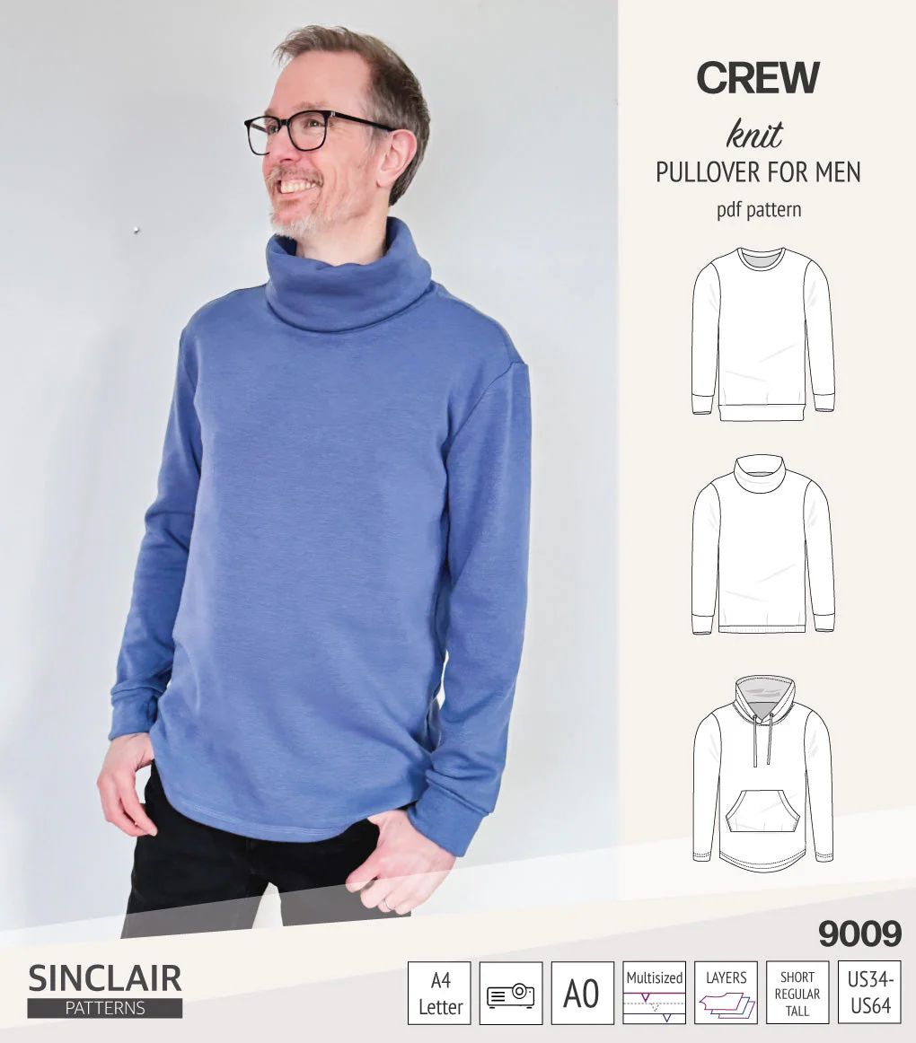 Sinclair Patterns Crew Pullover - XS-5XL - PDF Pattern