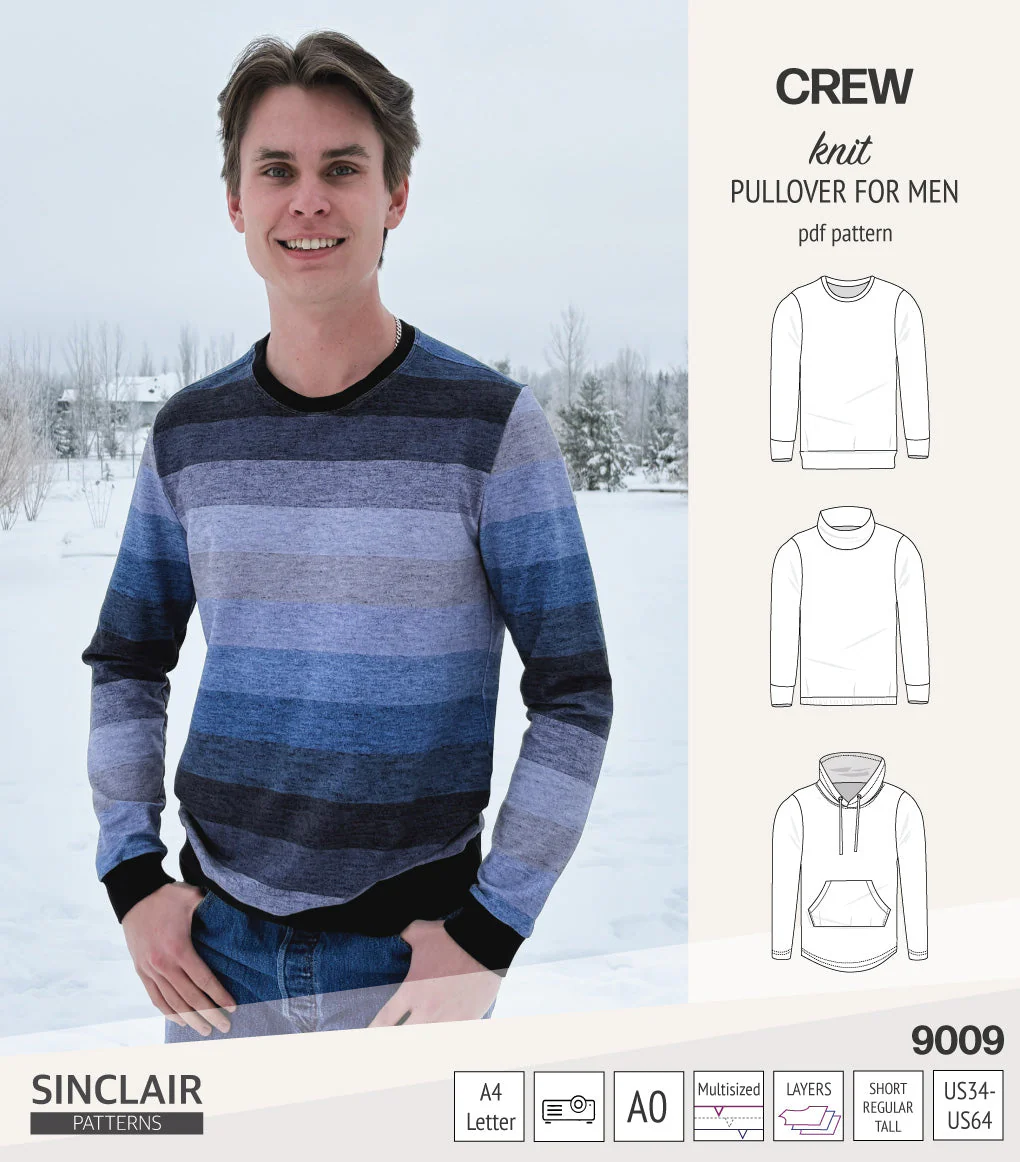 Sinclair Patterns Crew Pullover - XS-5XL - PDF Pattern - Image 14