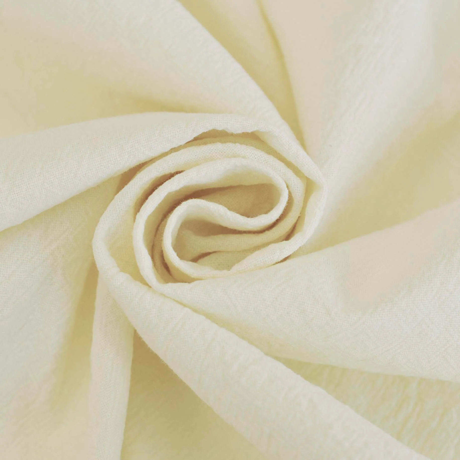 Crumpled Cotton Shirting II in Banana - Image 3