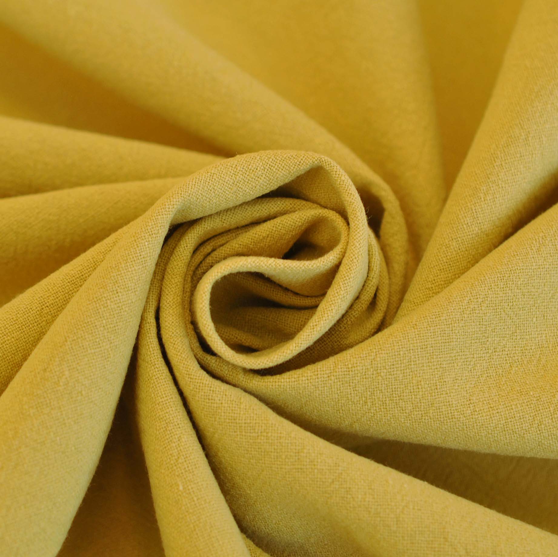 Crumpled Cotton Shirting II in Curry - Image 3