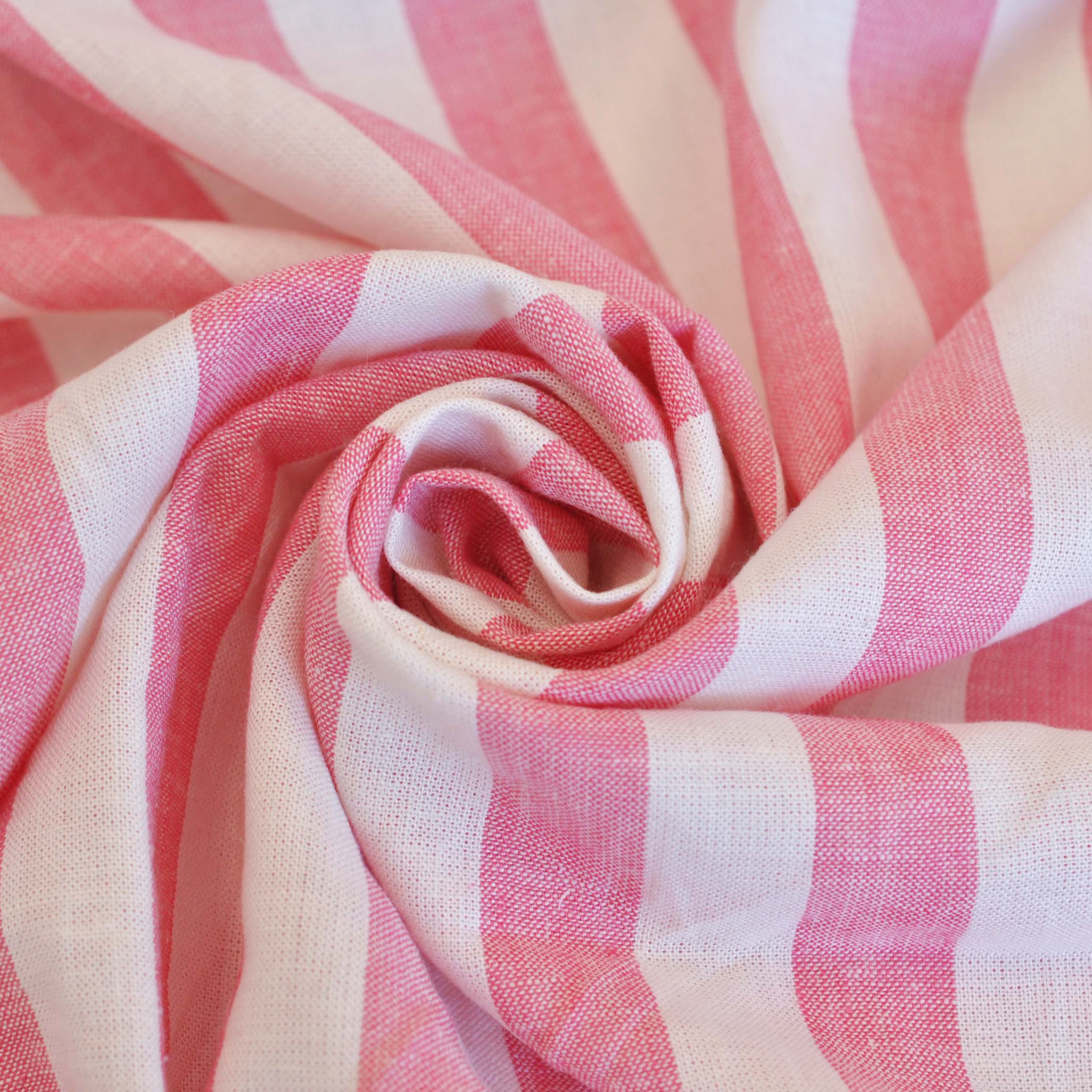 Deadstock Cotton/Linen Stripe in Red and White - Image 3