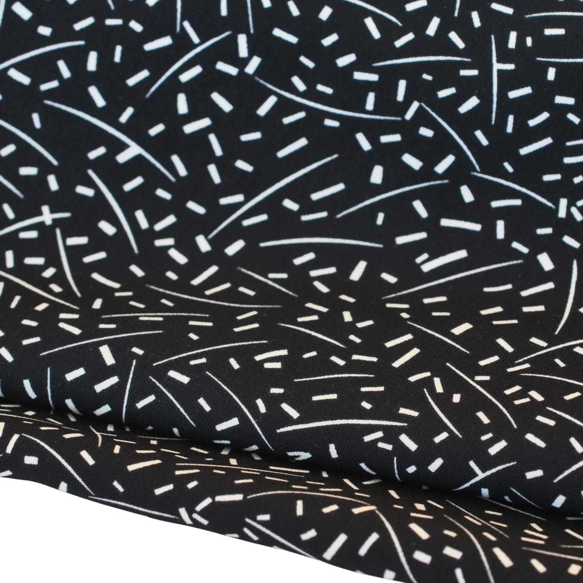 Deadstock Viscose Line and Dashes in Black and White
