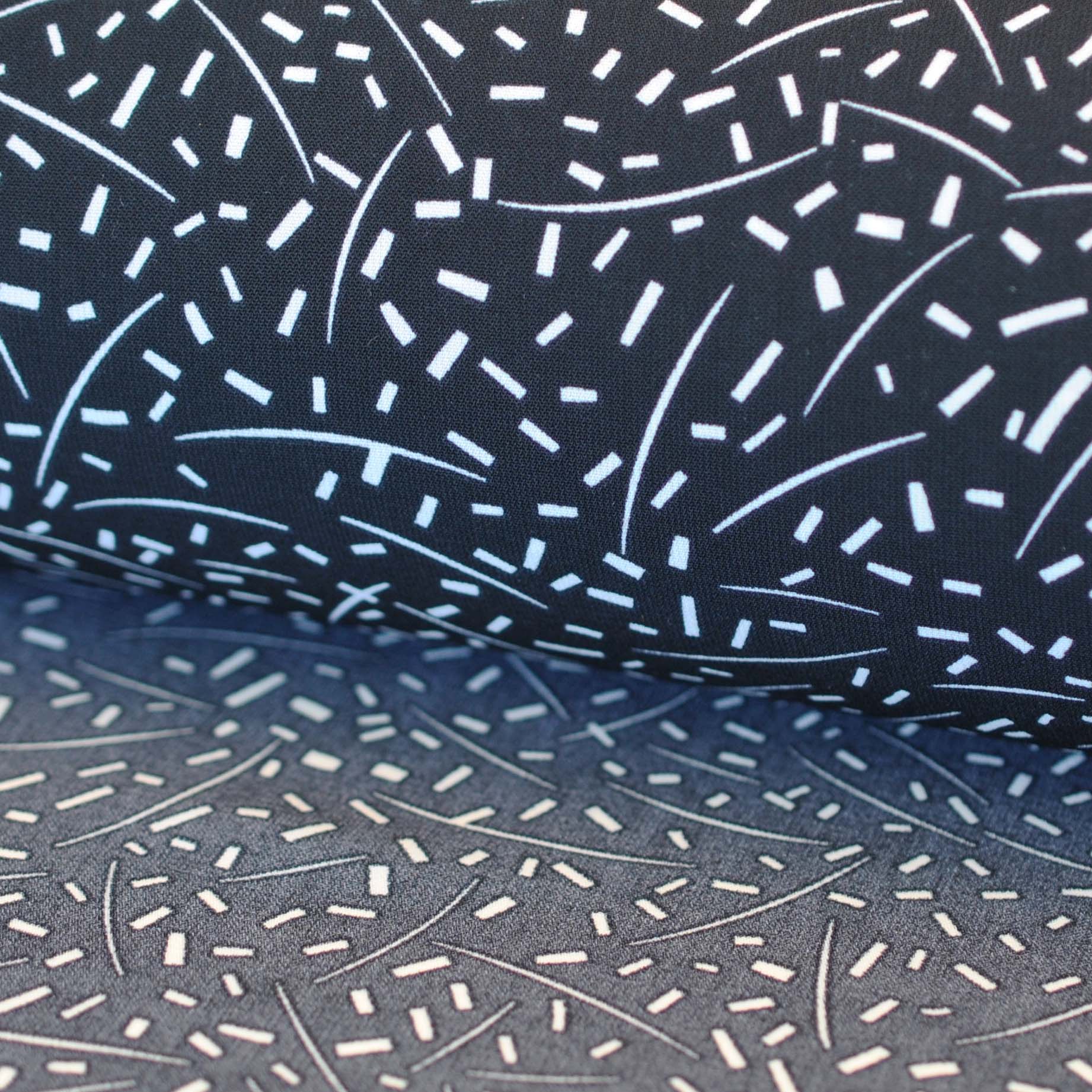 Deadstock Viscose Line and Dashes in Black and White - Image 2