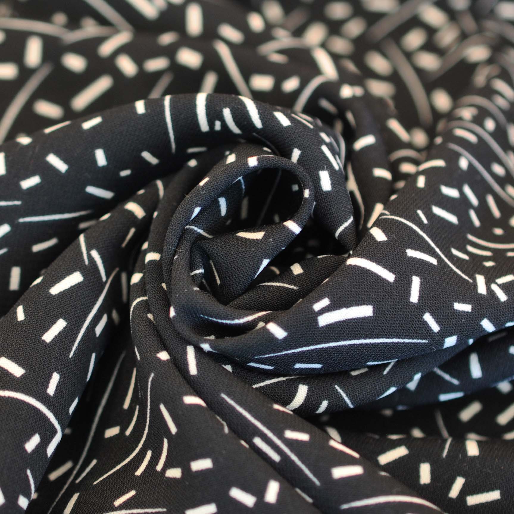 Deadstock Viscose Line and Dashes in Black and White - Image 3