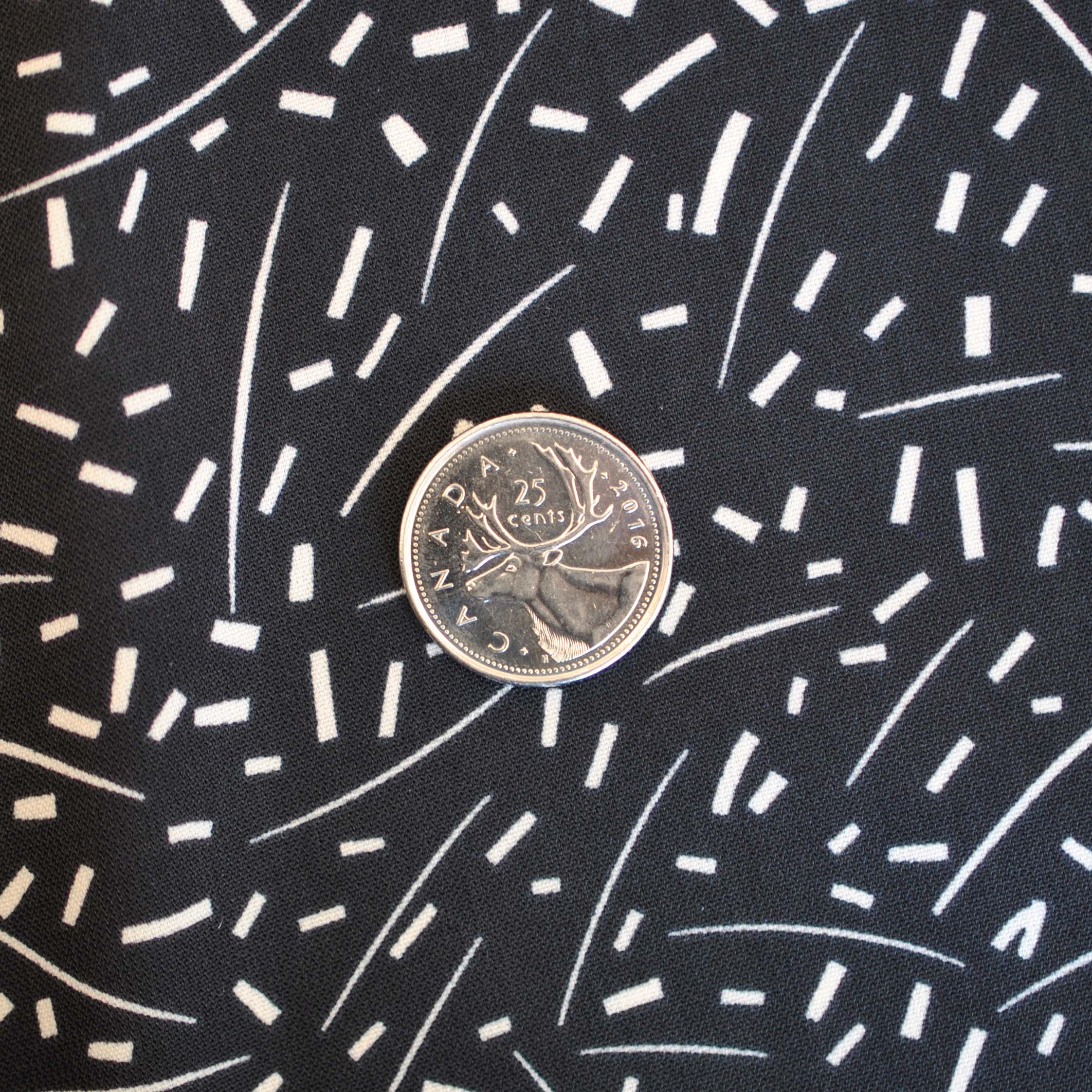Deadstock Viscose Line and Dashes in Black and White - Image 4