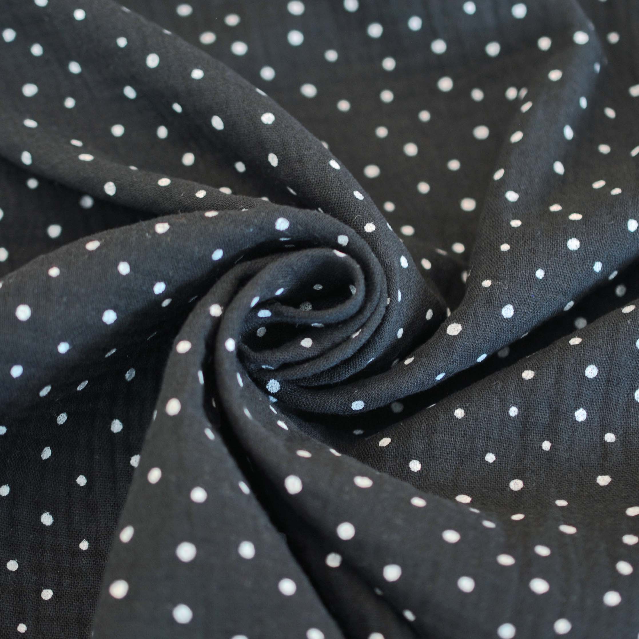 Double Gauze Little Dots in Black - Image 3