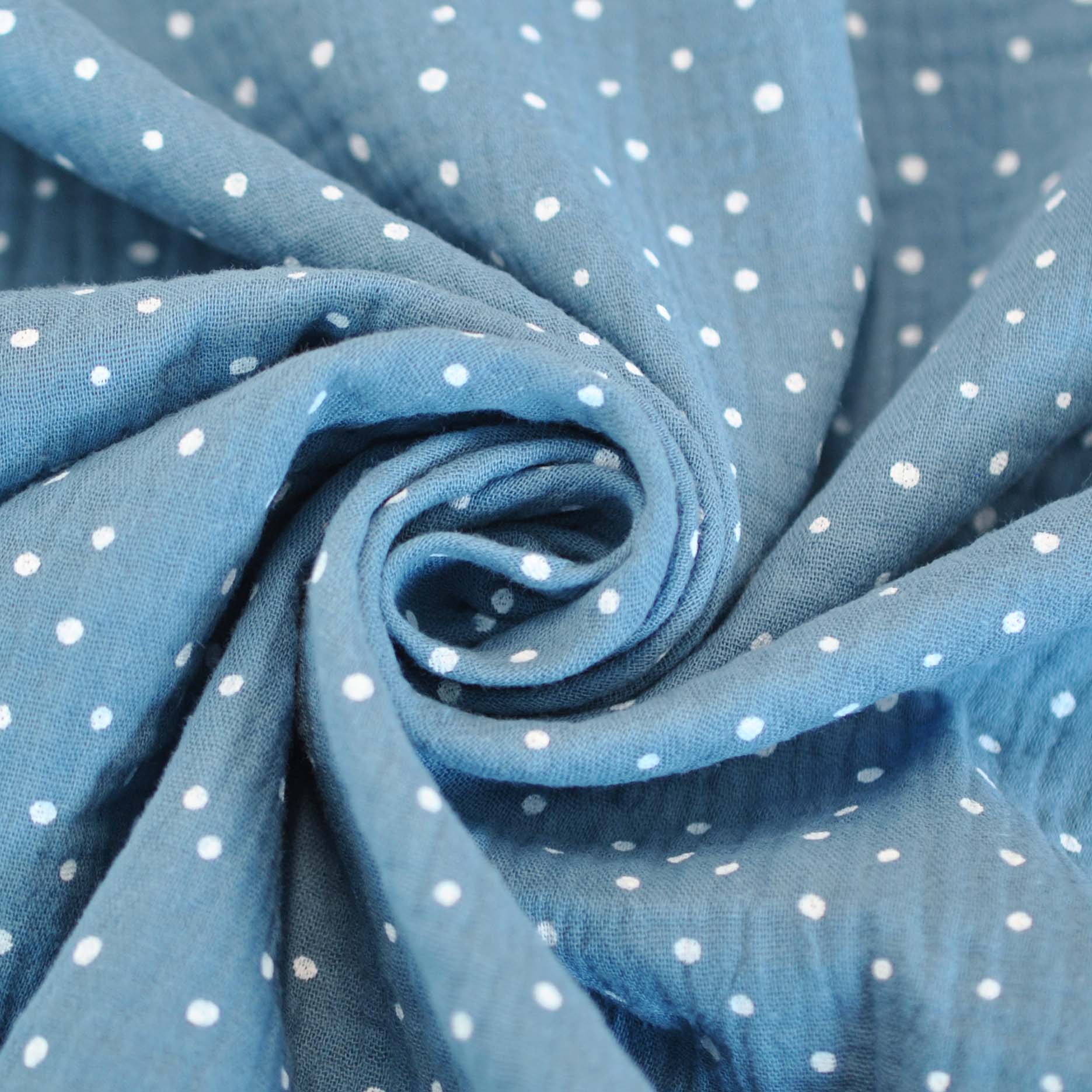 Double Gauze Little Dots in Blue - Image 3