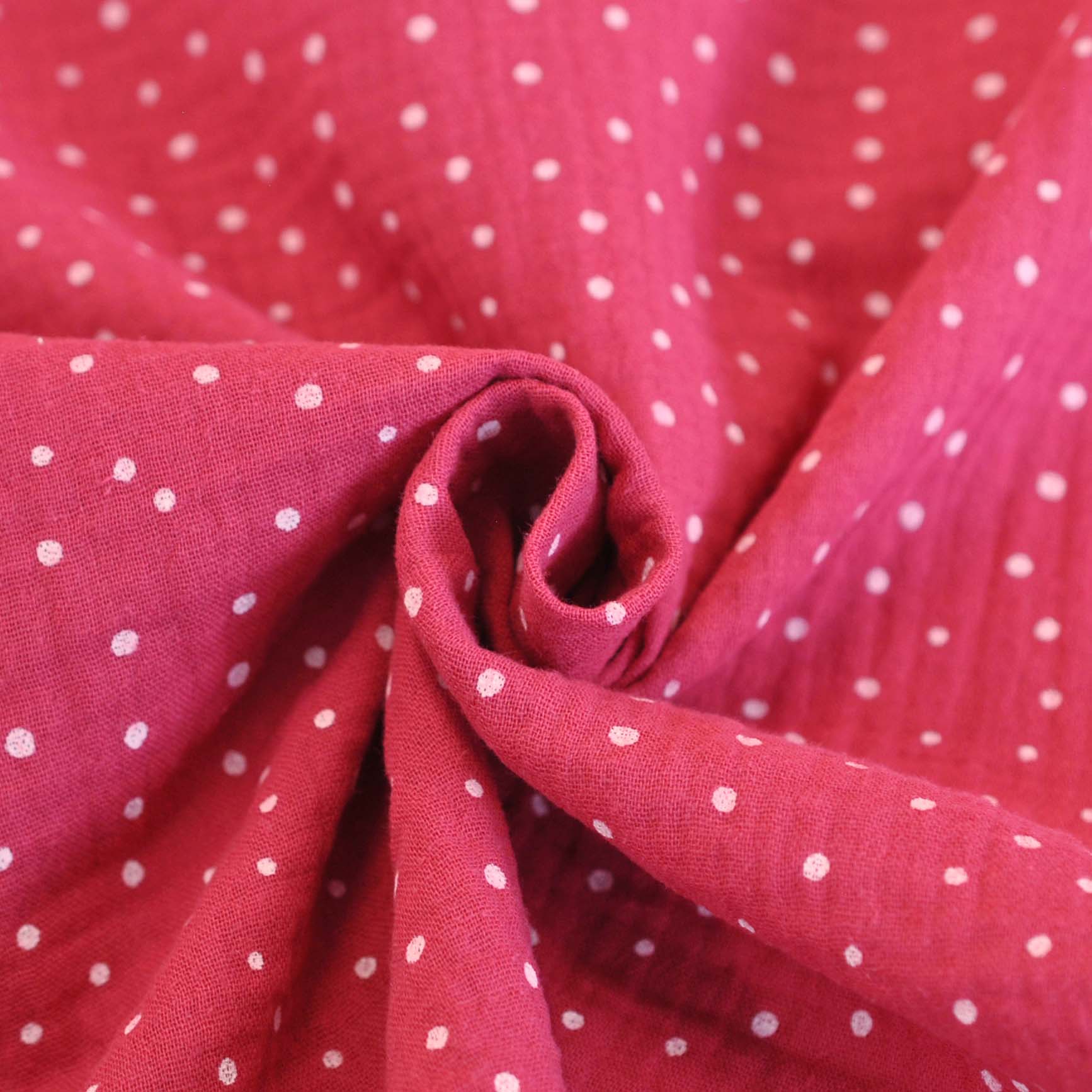 Double Gauze Little Dots in Fuchsia - Image 3