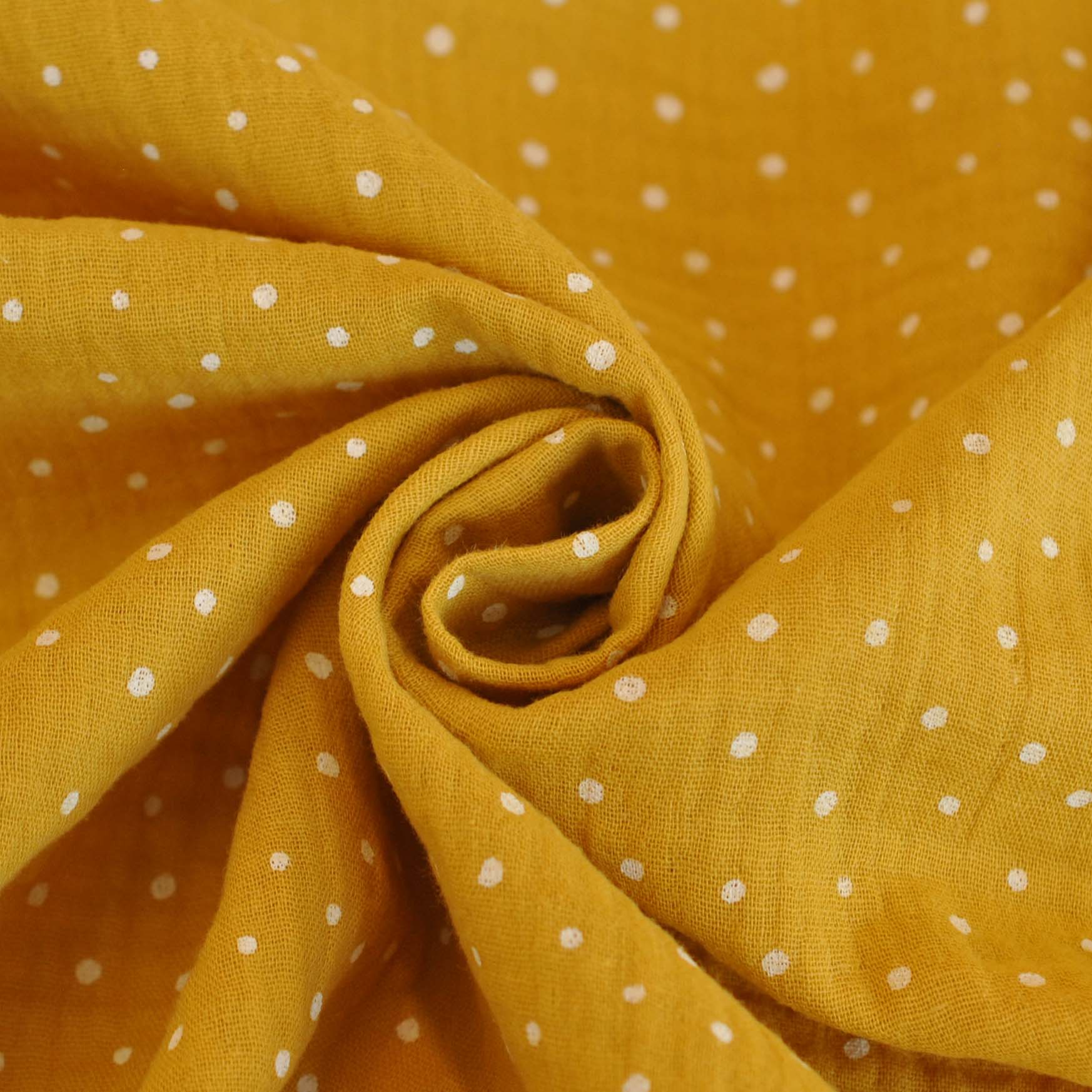 Double Gauze Little Dots in Ochre - Image 3
