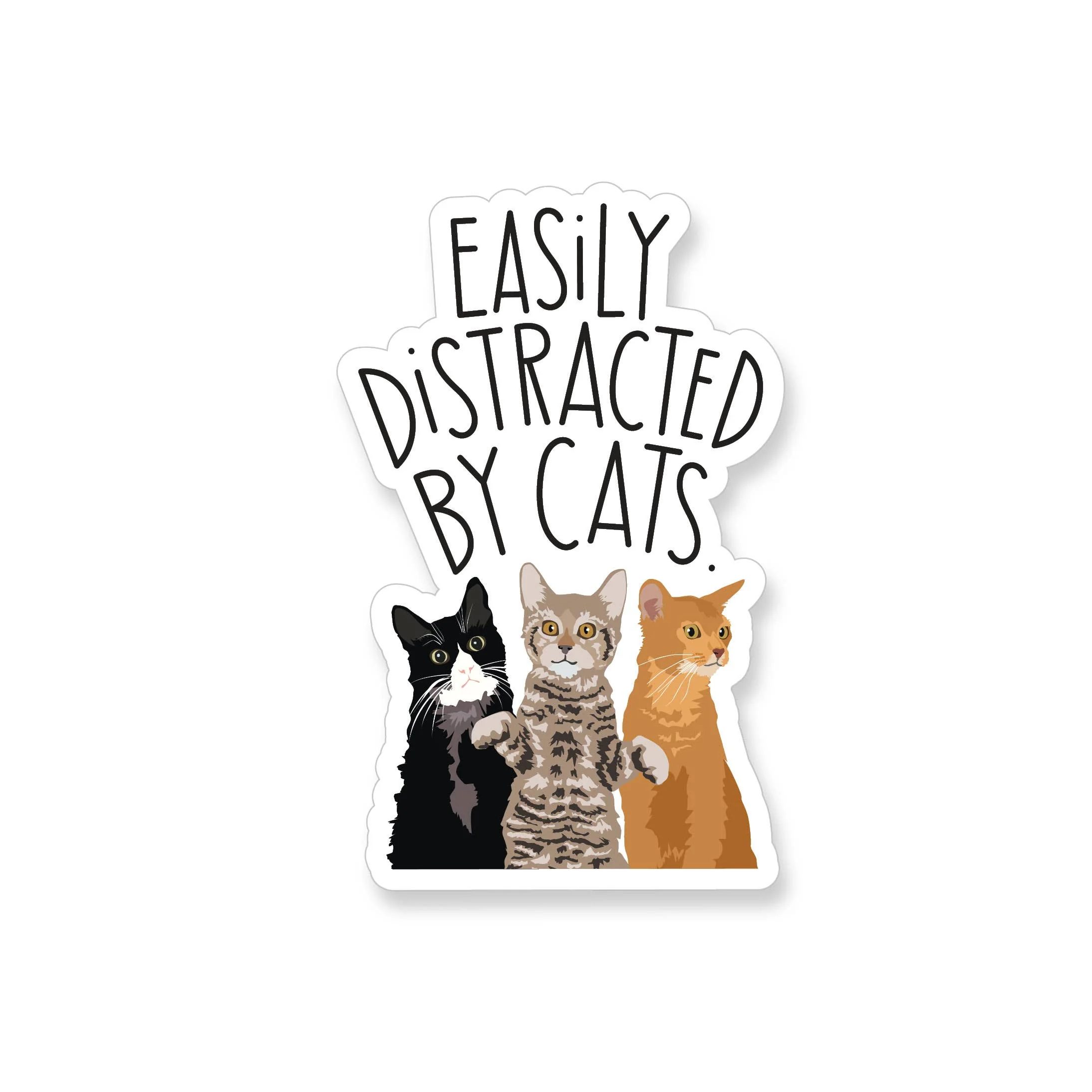 "Easily Distracted by Cats" Sticker
