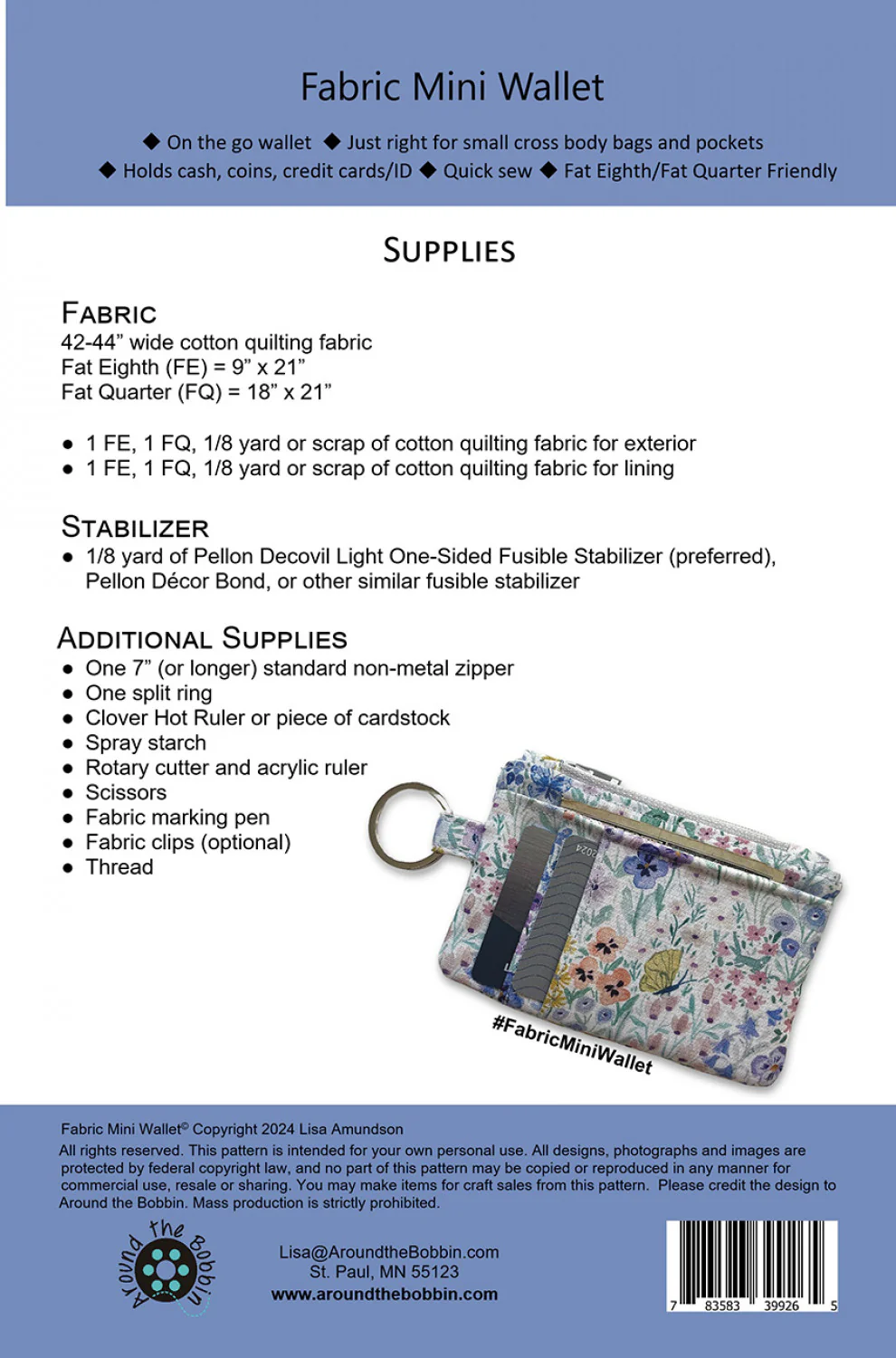 Around the Bobbin Fabric Mini Wallet - Image 3