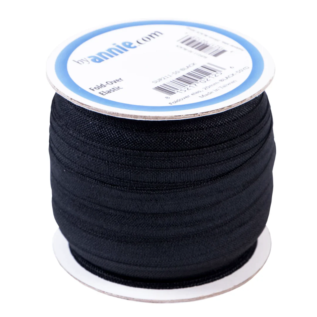 Fold Over Elastic in Black