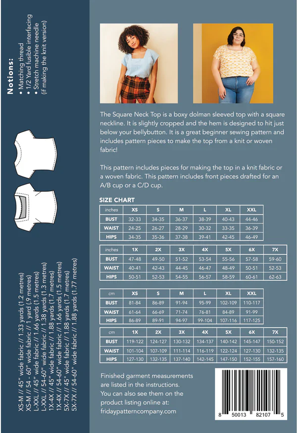 Friday Pattern Company Square Neck Top XS-7X - Image 12