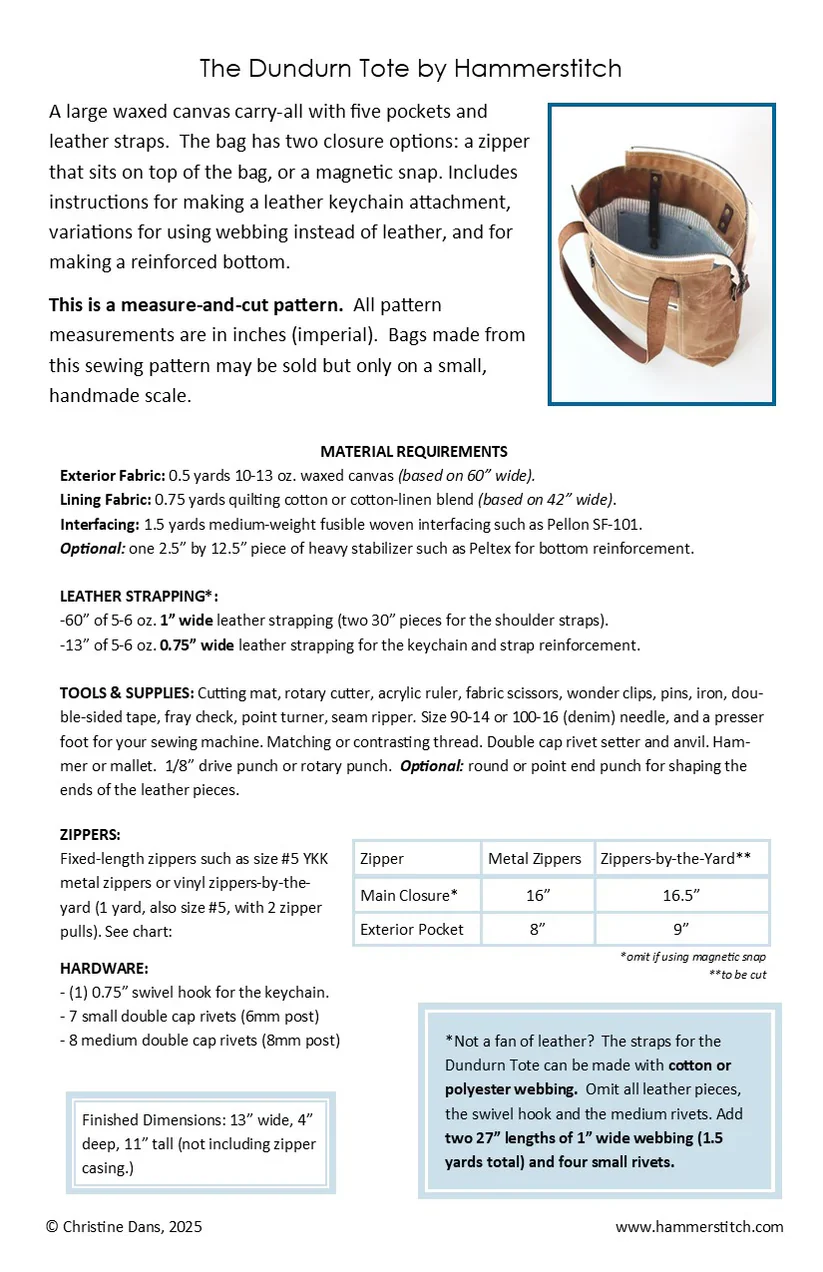 Hammerstitch The Dundurn Tote Pattern - Image 2