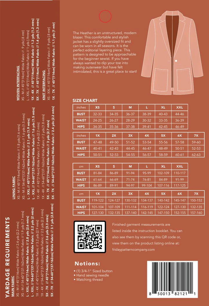 Friday Pattern Company Heather Blazer - XS-7X - Image 8