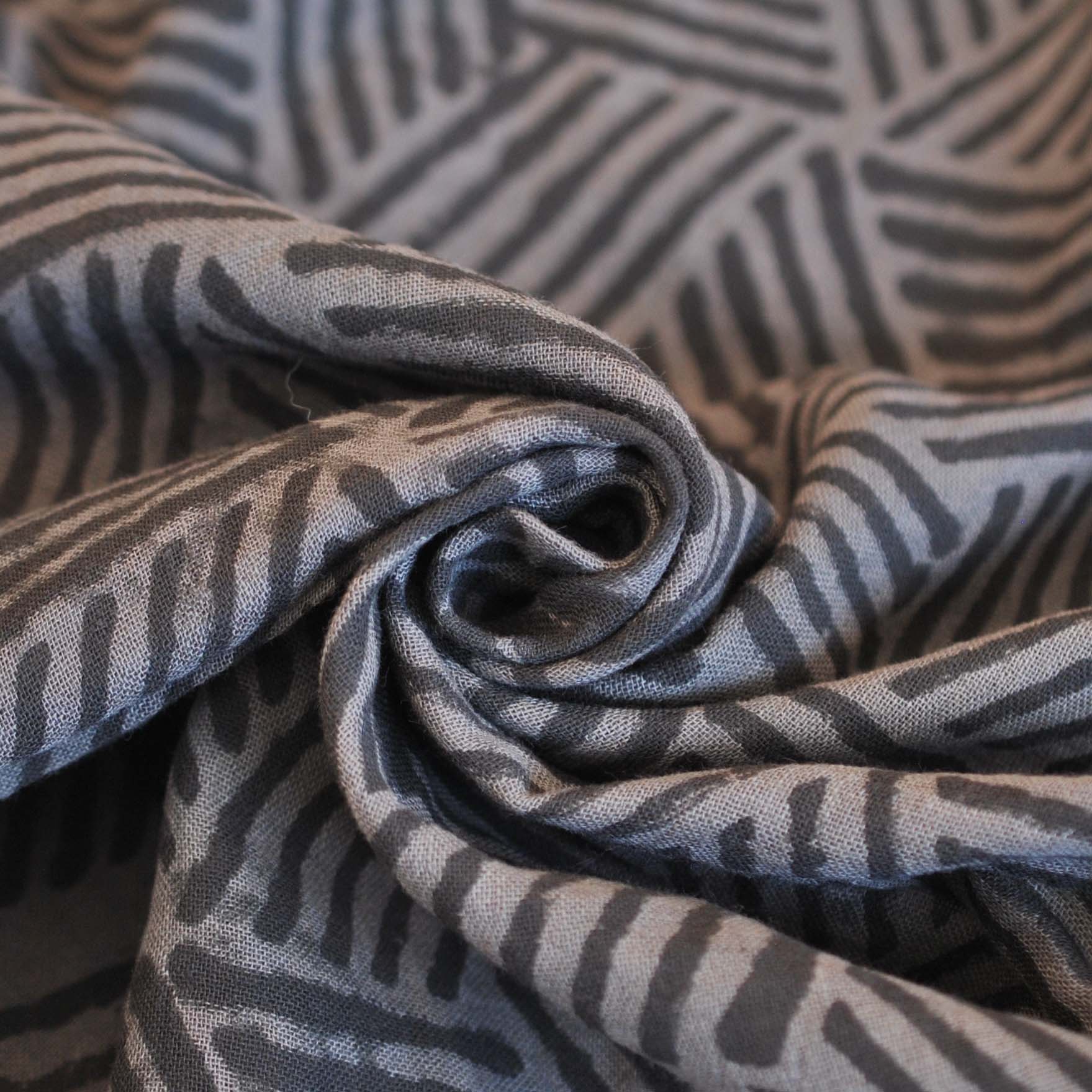 Holistic Needlecraft Double Gauze Geometric Block Print in Black - Image 3