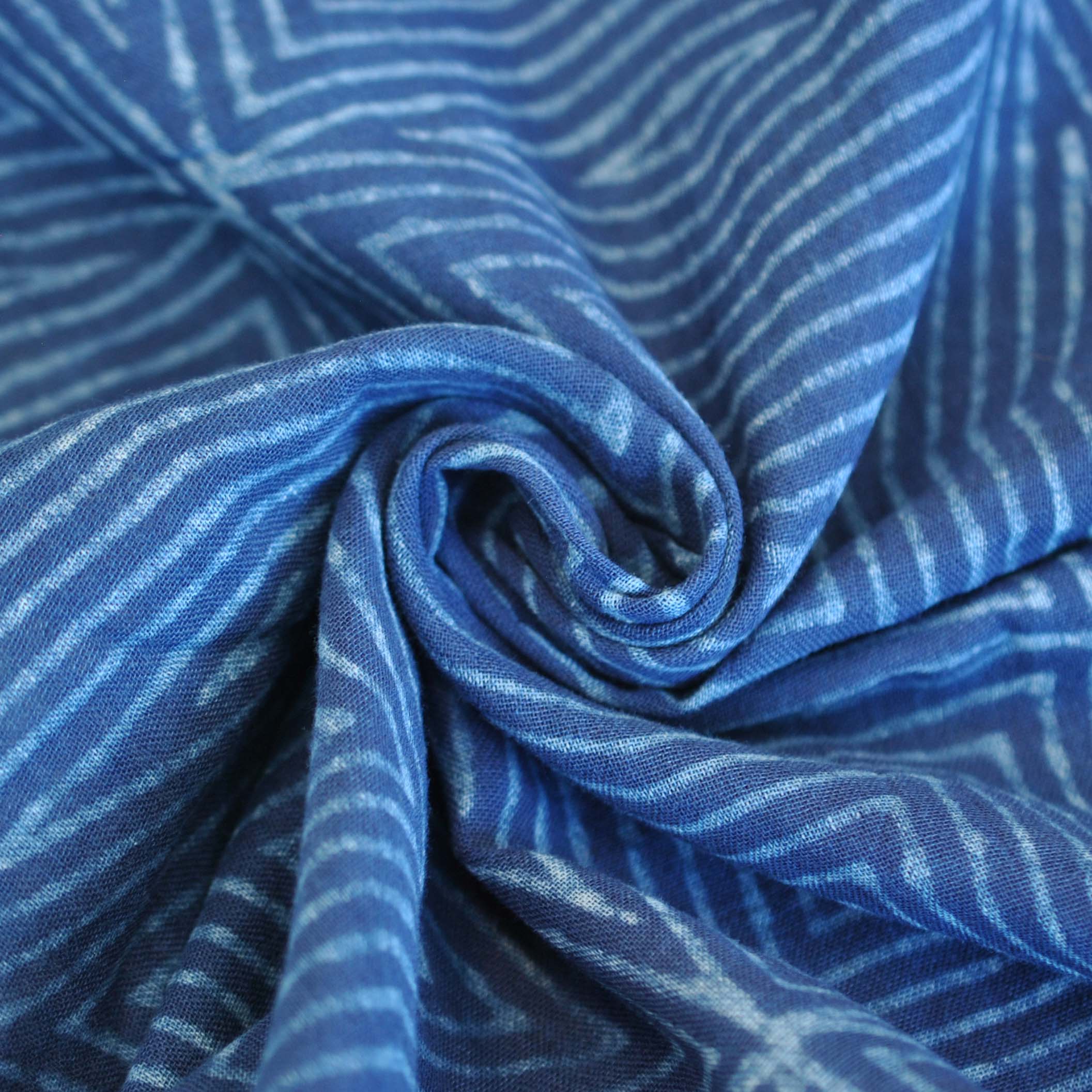 Holistic Needlecraft Double Gauze Wax Resist Dye Geometric Block Print in Indigo - Image 3