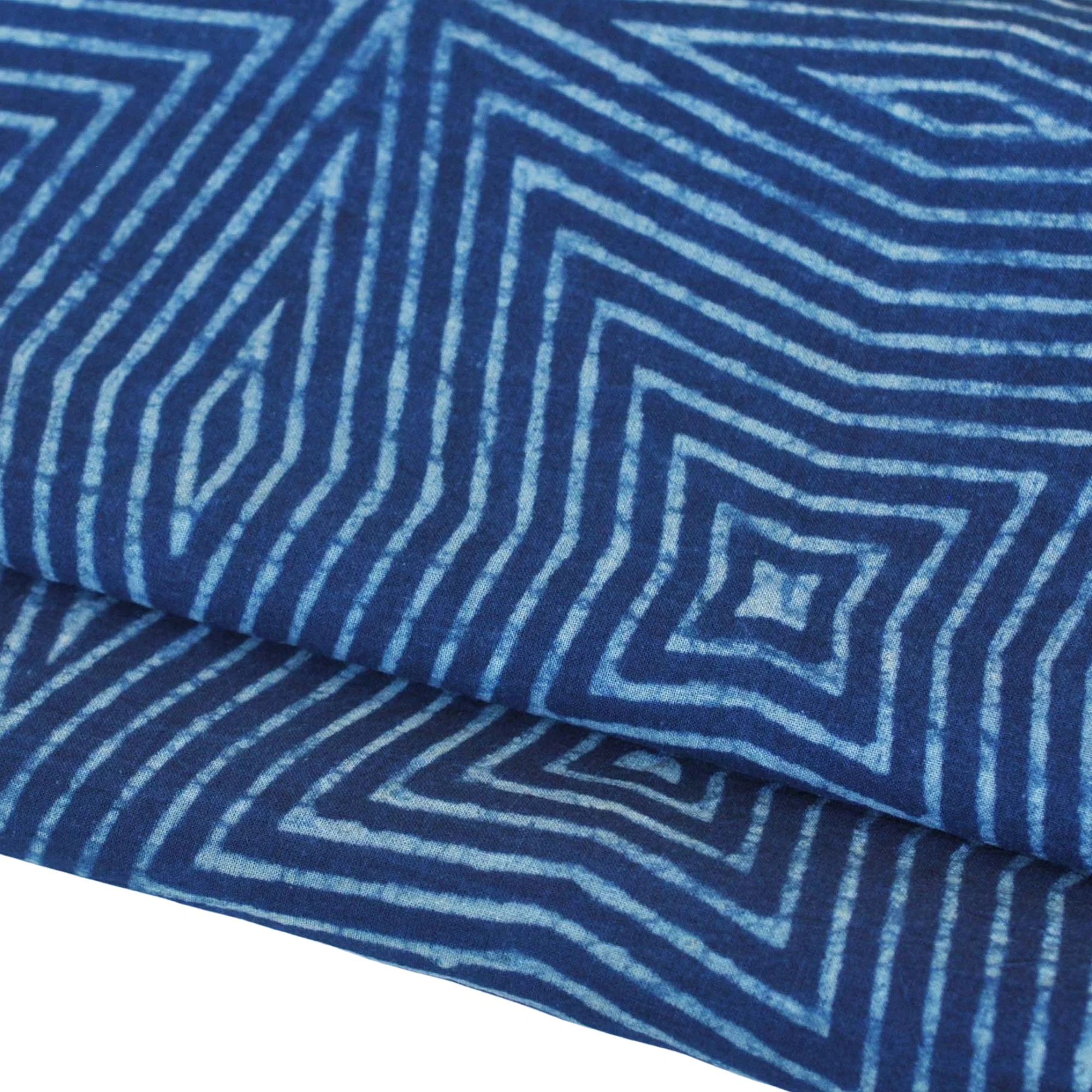 Holistic Needlecraft Kantha Wax Resist Dye Geometric Block Print in Indigo