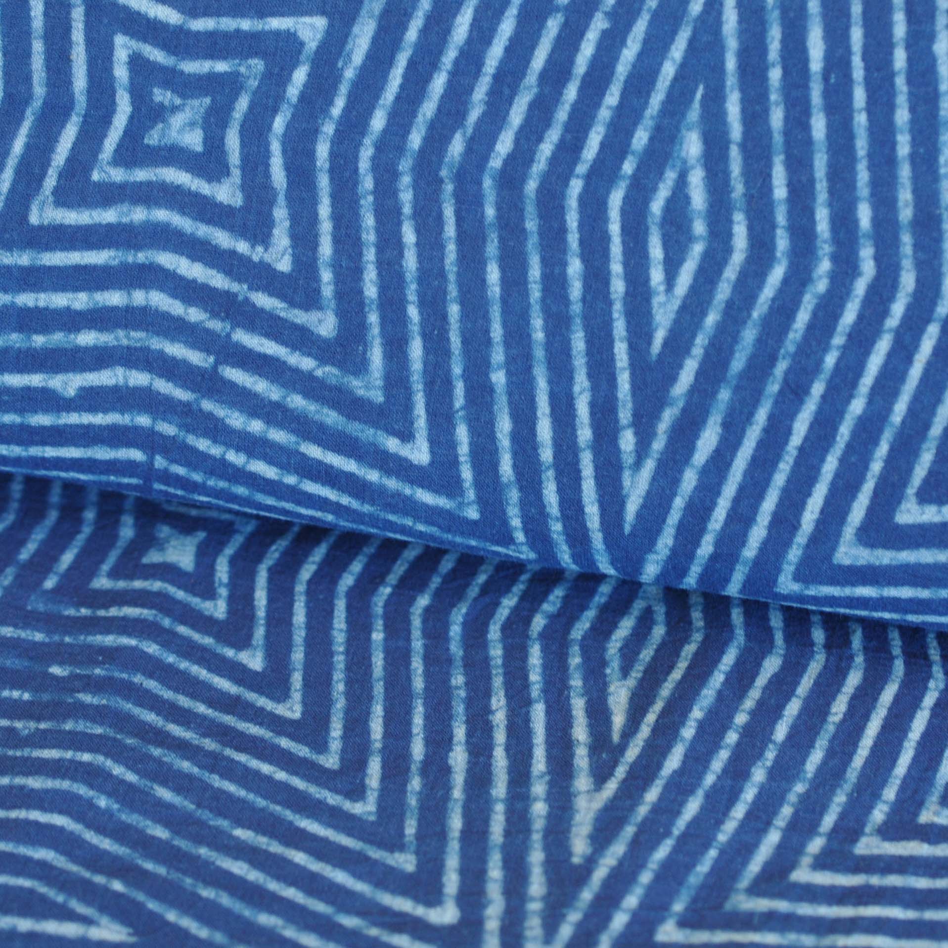 Holistic Needlecraft Kantha Wax Resist Dye Geometric Block Print in Indigo - Image 2