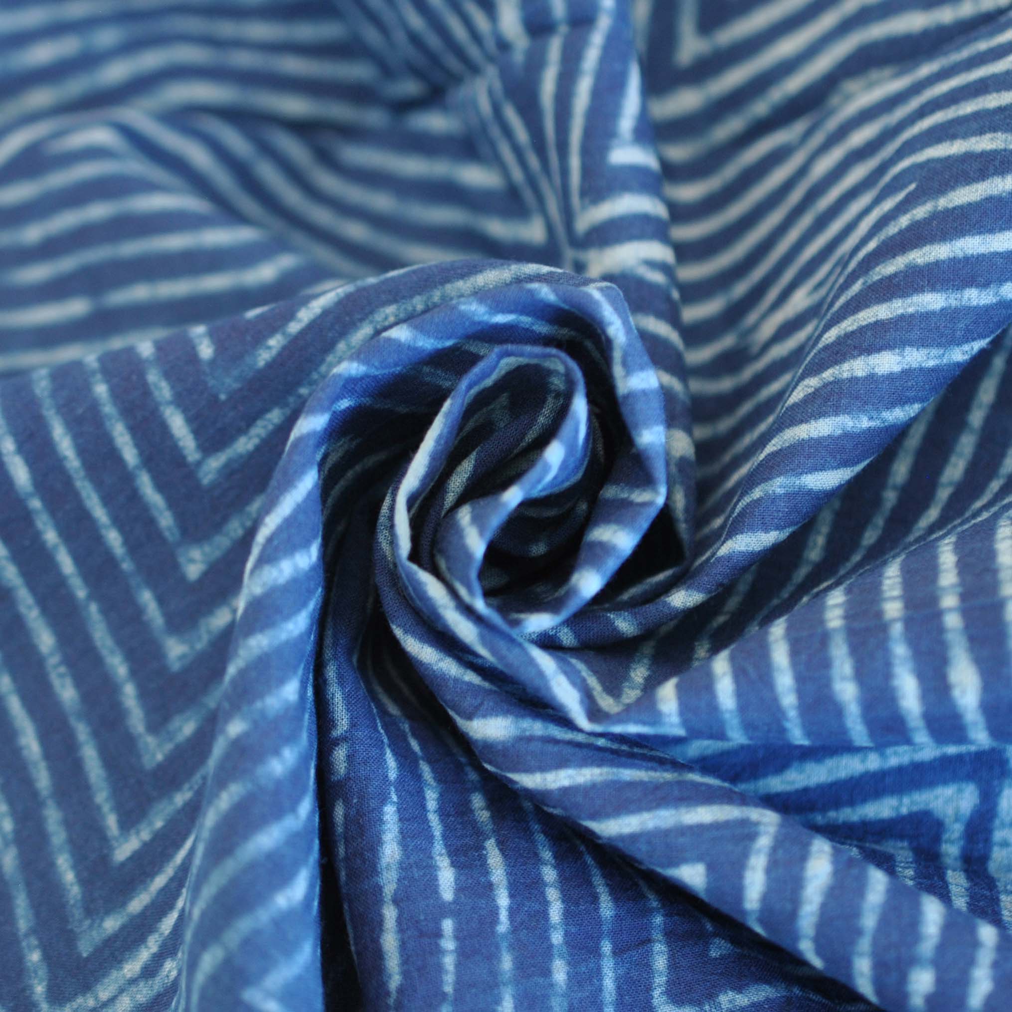 Holistic Needlecraft Kantha Wax Resist Dye Geometric Block Print in Indigo - Image 3