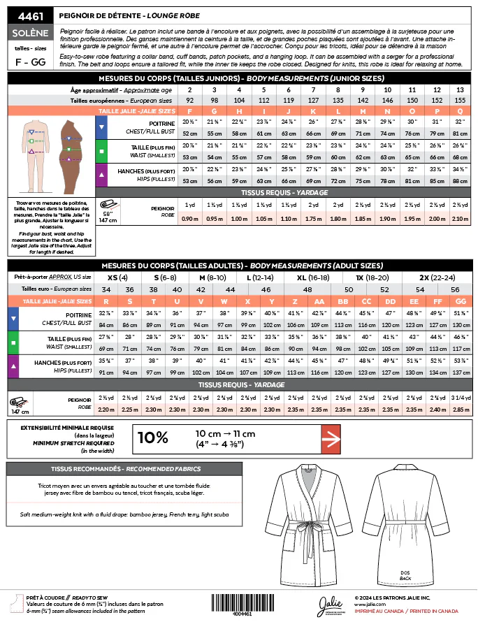 Jalie 4461 - Solene Lounge Robe 2yrs to 2XL - Image 10