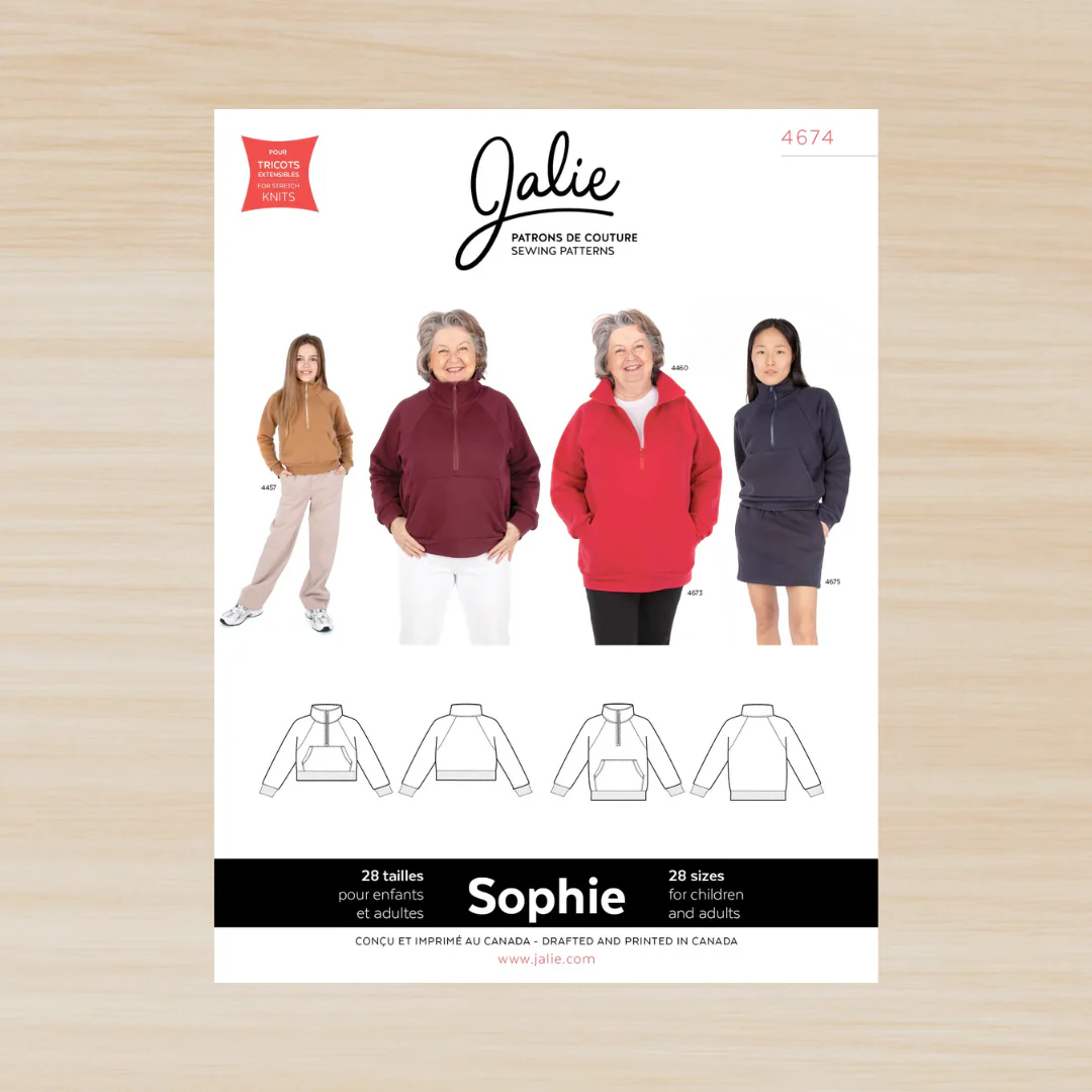 Jalie 4674 - Sophie Half Zip Sweatshirt 2yrs-2XL