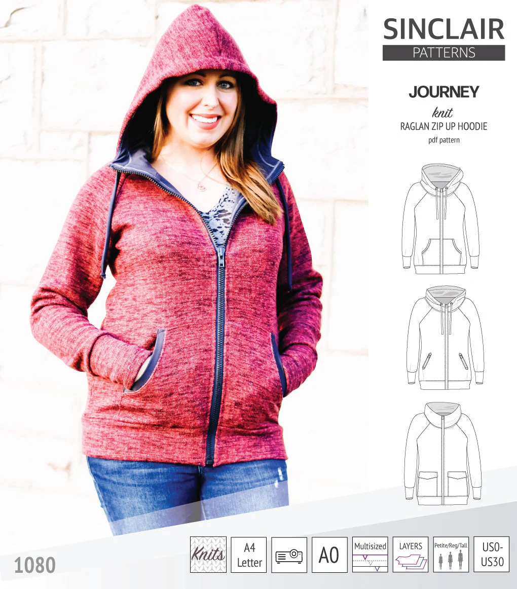 Sinclair Patterns Journey Hoodie - XS-4XL - PDF Pattern