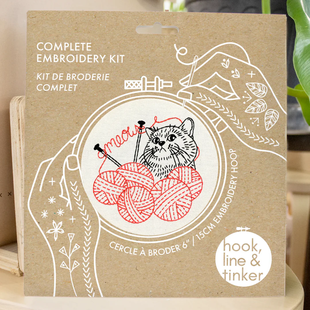 Kitten with Knitting Embroidery Kit - Image 3