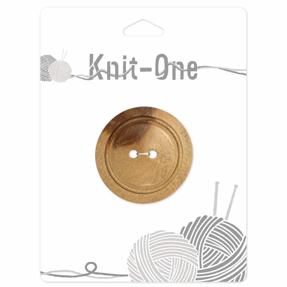 KNIT ONE 2 Hole Wood Button - 40mm (1 5⁄8″) - Natural