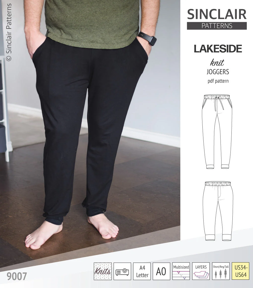 Sinclair Patterns Lakeside Knit Joggers - XS-5XL - PDF Pattern