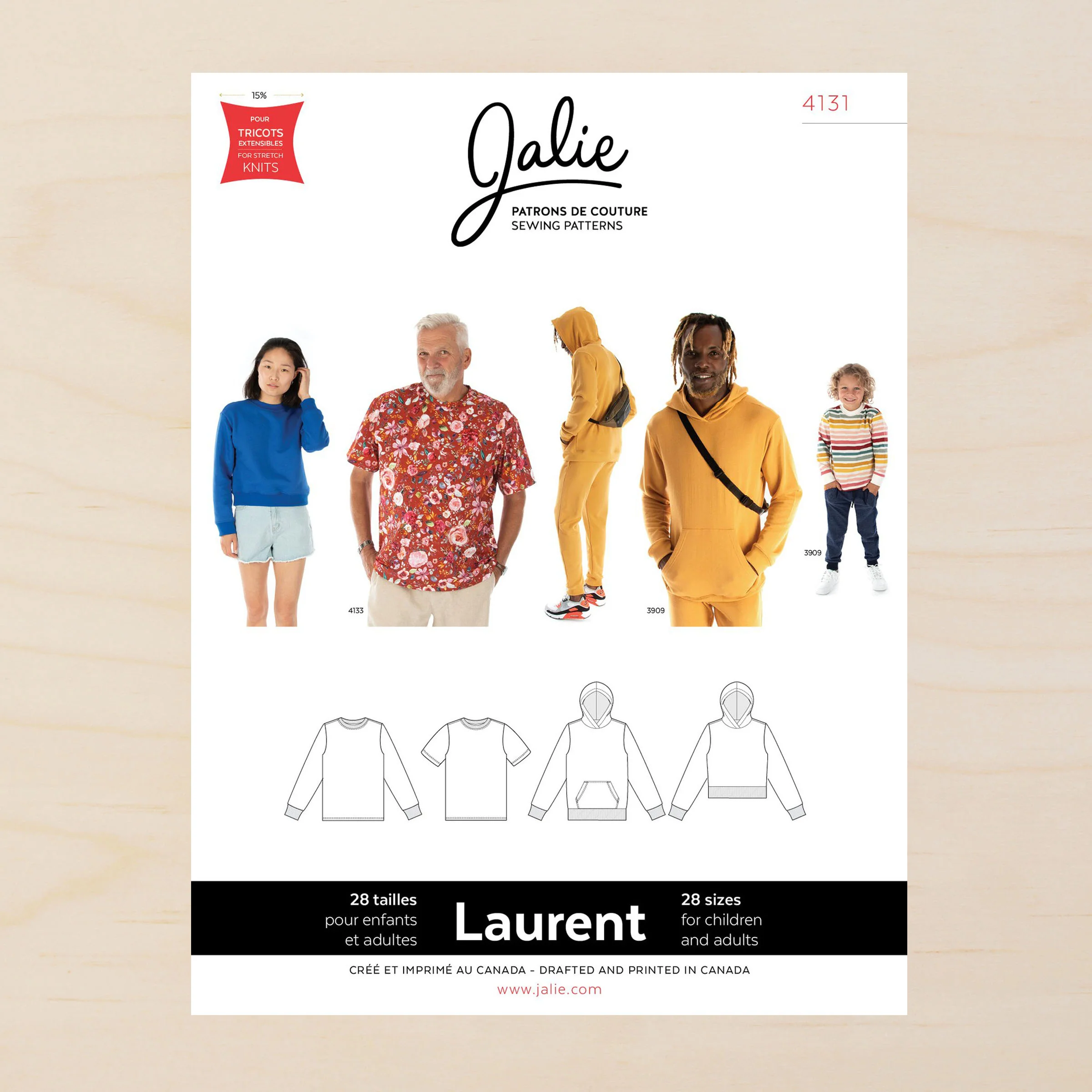 Jalie 4131 - Laurent T-Shirt, Pullover & Hoodie 2yrs - 2XL