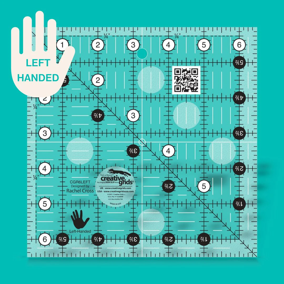 Creative Grids Left Handed Square Quilt Ruler 6.5in