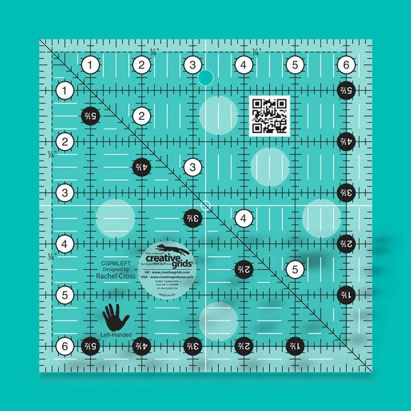 Creative Grids Left Handed Square Quilt Ruler 6.5in - Image 2