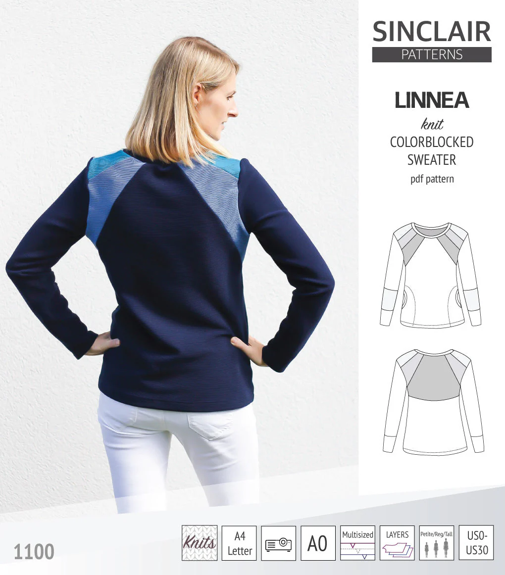 Sinclair Patterns Linnea Sweater - XXS-4XL - PDF Pattern