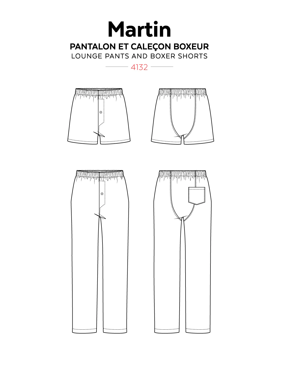 Jalie 4132 - Martin Lounge Pants & Boxer Shorts 2yrs - 2XL - Image 3