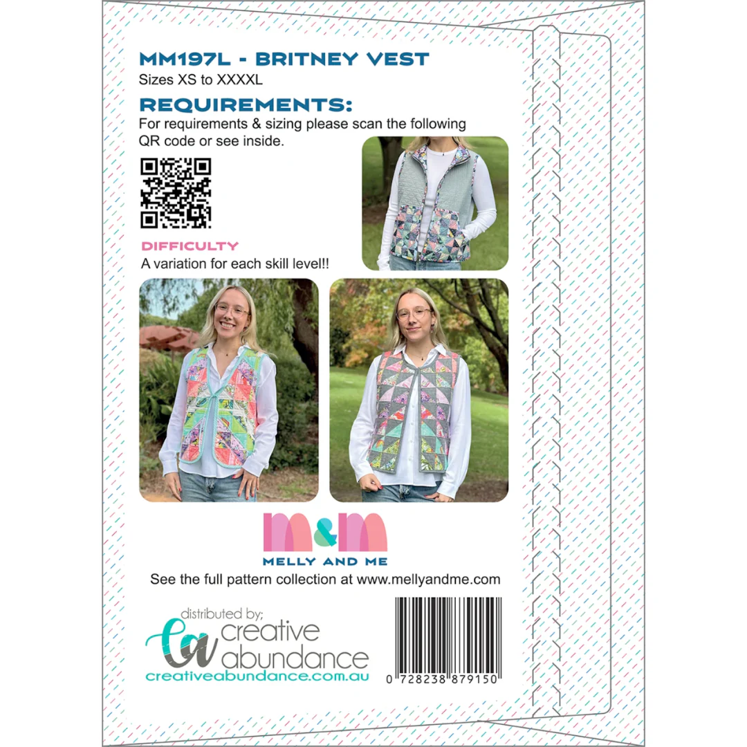 Melly & Me Britney Quilted Vest Sewing Pattern - Size XS to Size 4XL - Image 5