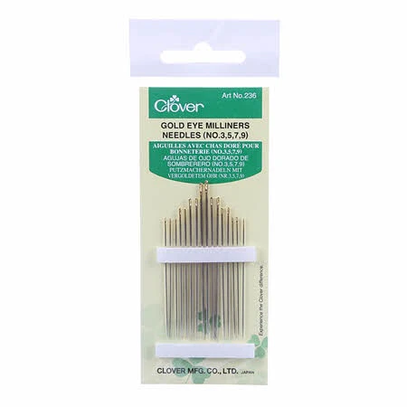 Milliners Gold Eye Needles Sizes 3/5/7/9