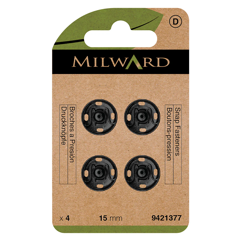 Milward Green Black Snaps 15mm 4 sets