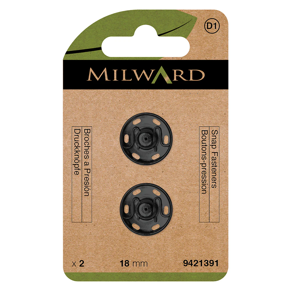 Milward Green Black Snaps 18mm 2 sets