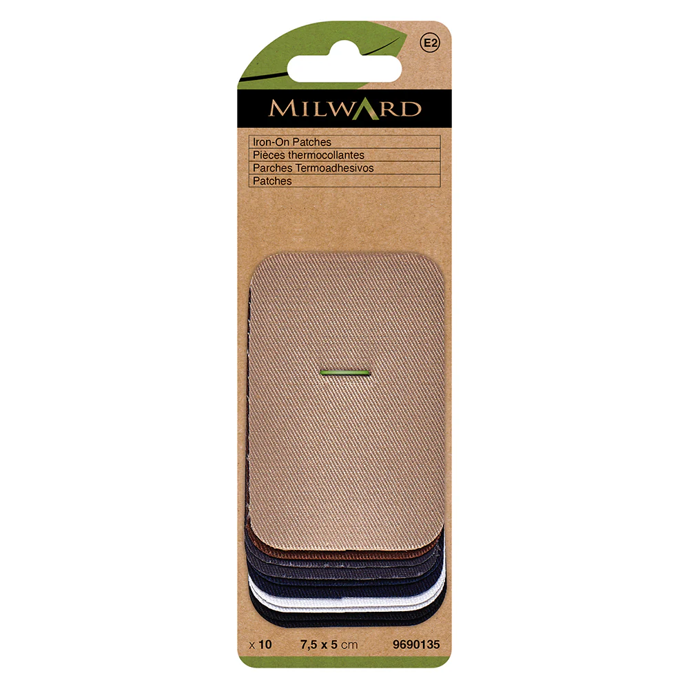 Milward Green Iron On Patch Assorted Cotton 2" x 3" 10 Pack