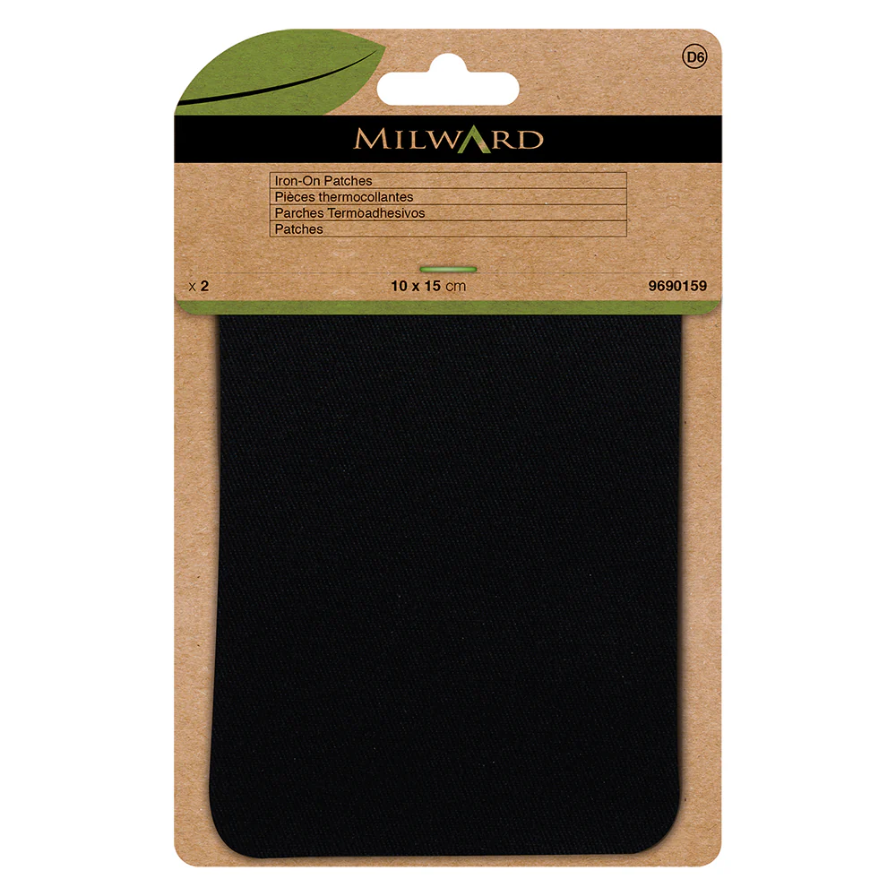 Milward Green Iron On Patch in Black 2 pieces