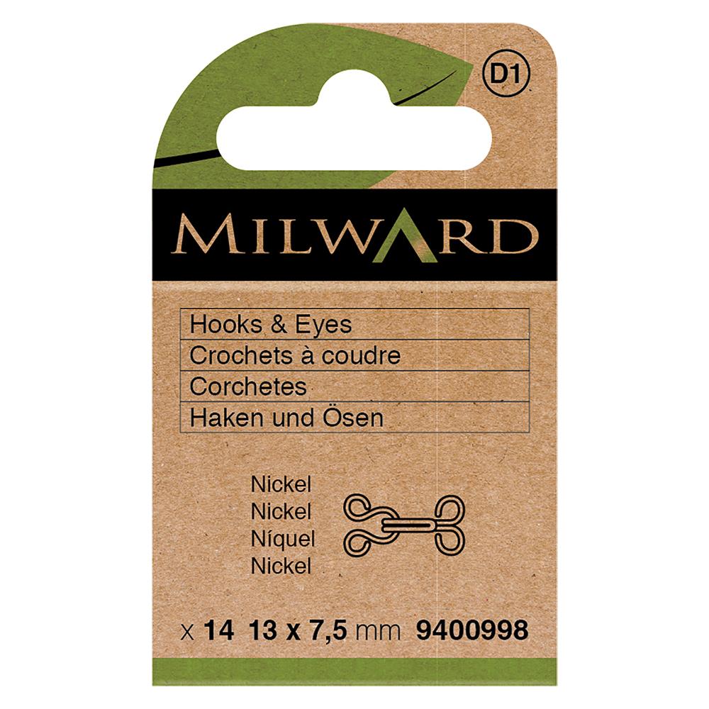Milward Green Nickle Hook & Eye #1 14 sets