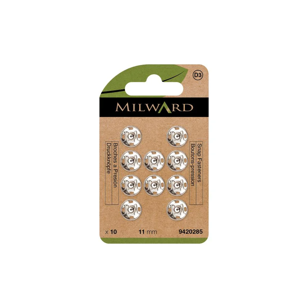 Milward Green Nickle Snaps 11mm 10 sets