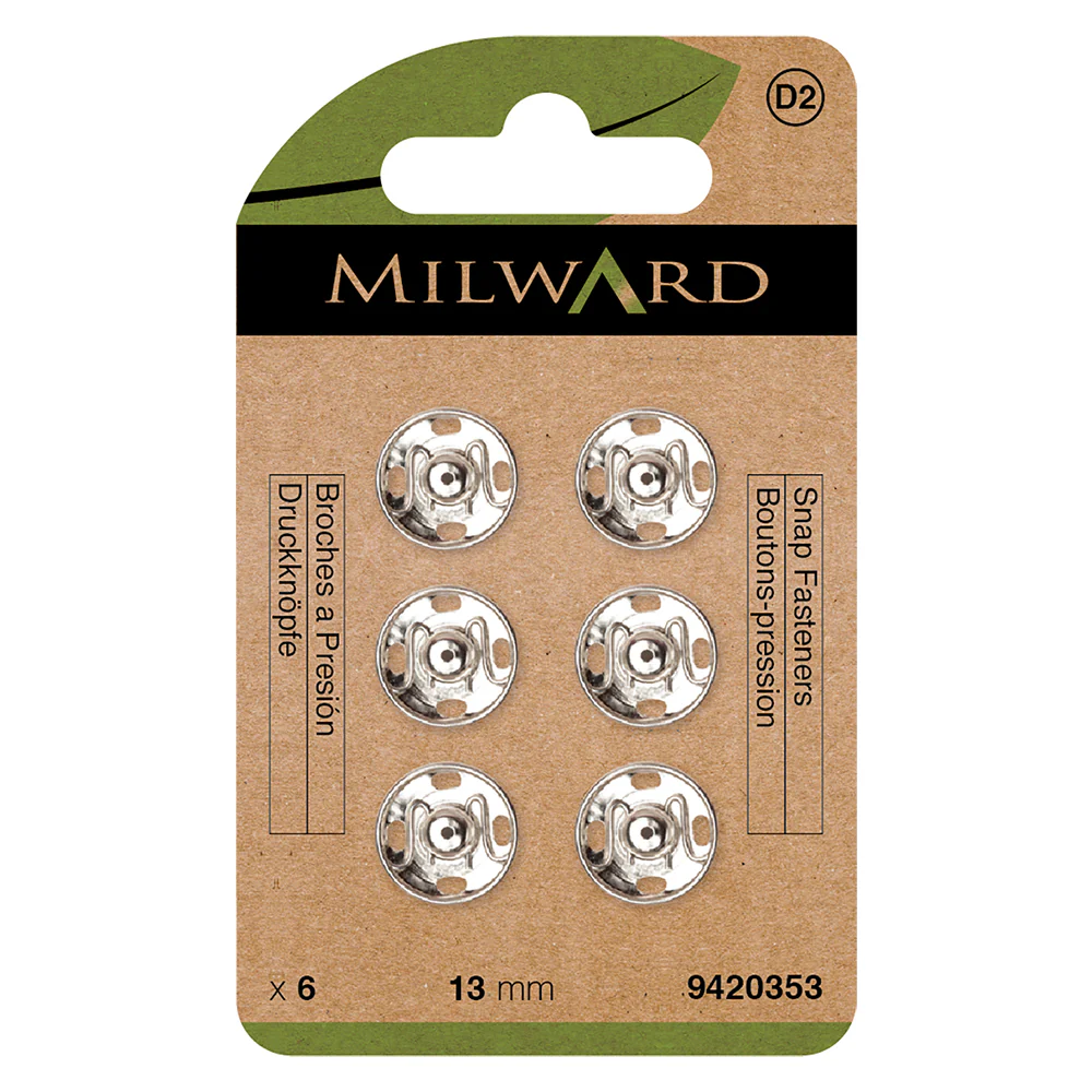 Milward Green Nickle Snaps 13mm 6 sets