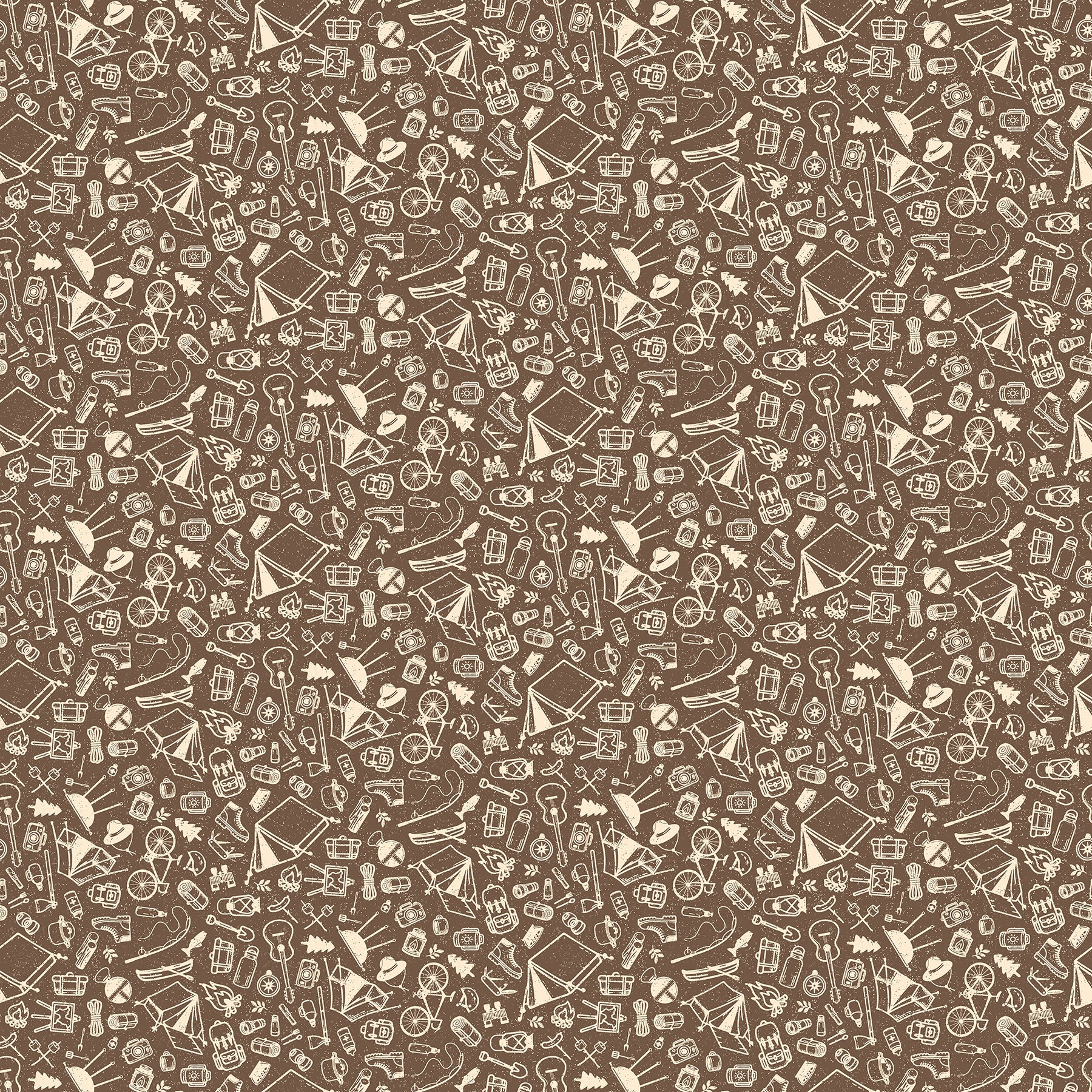 Northcott Camping Therapy Camping Sketches in Brown
