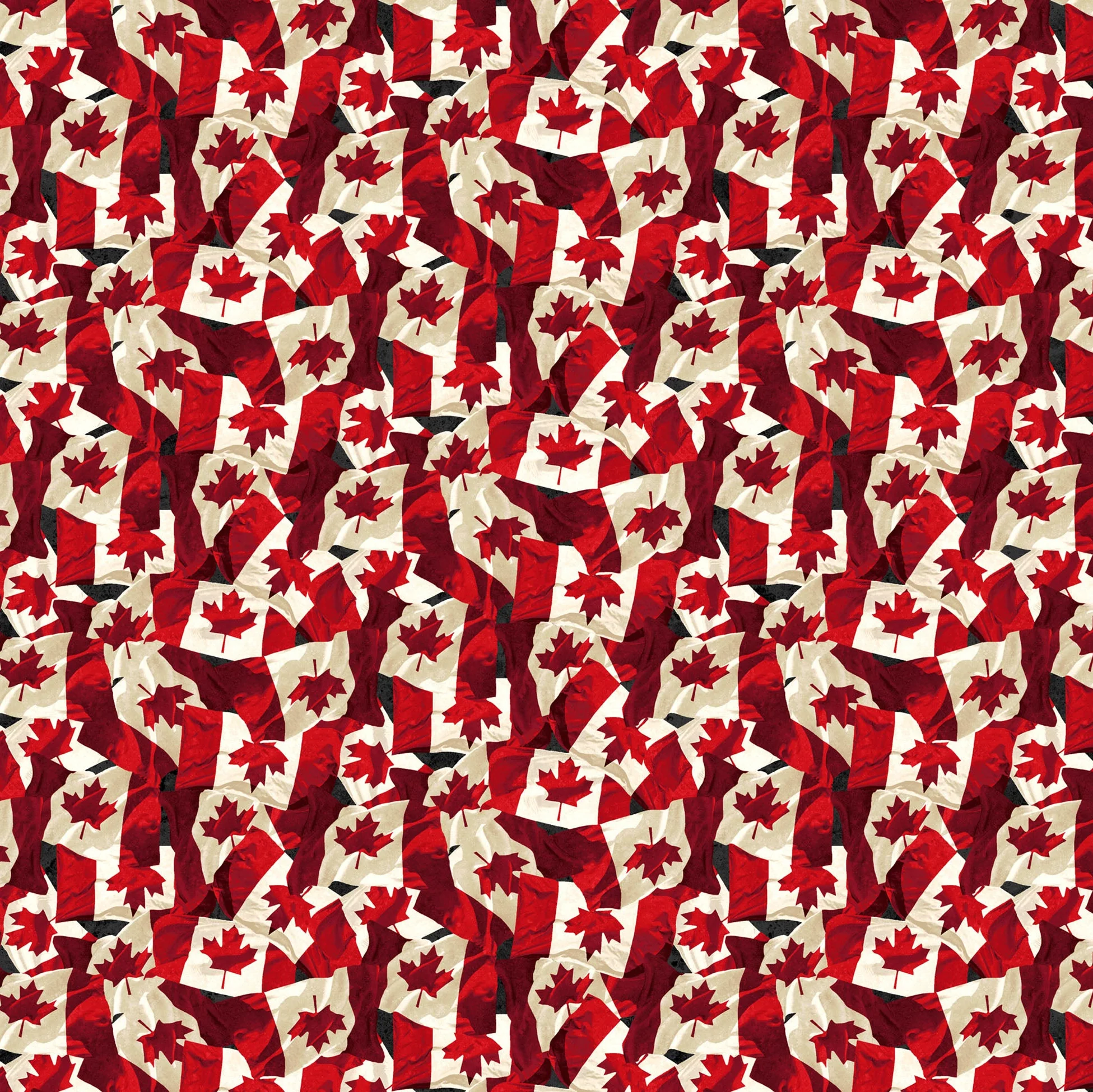 Northcott Oh Canada 14 - Stonehenge - Flags in Red and Cream