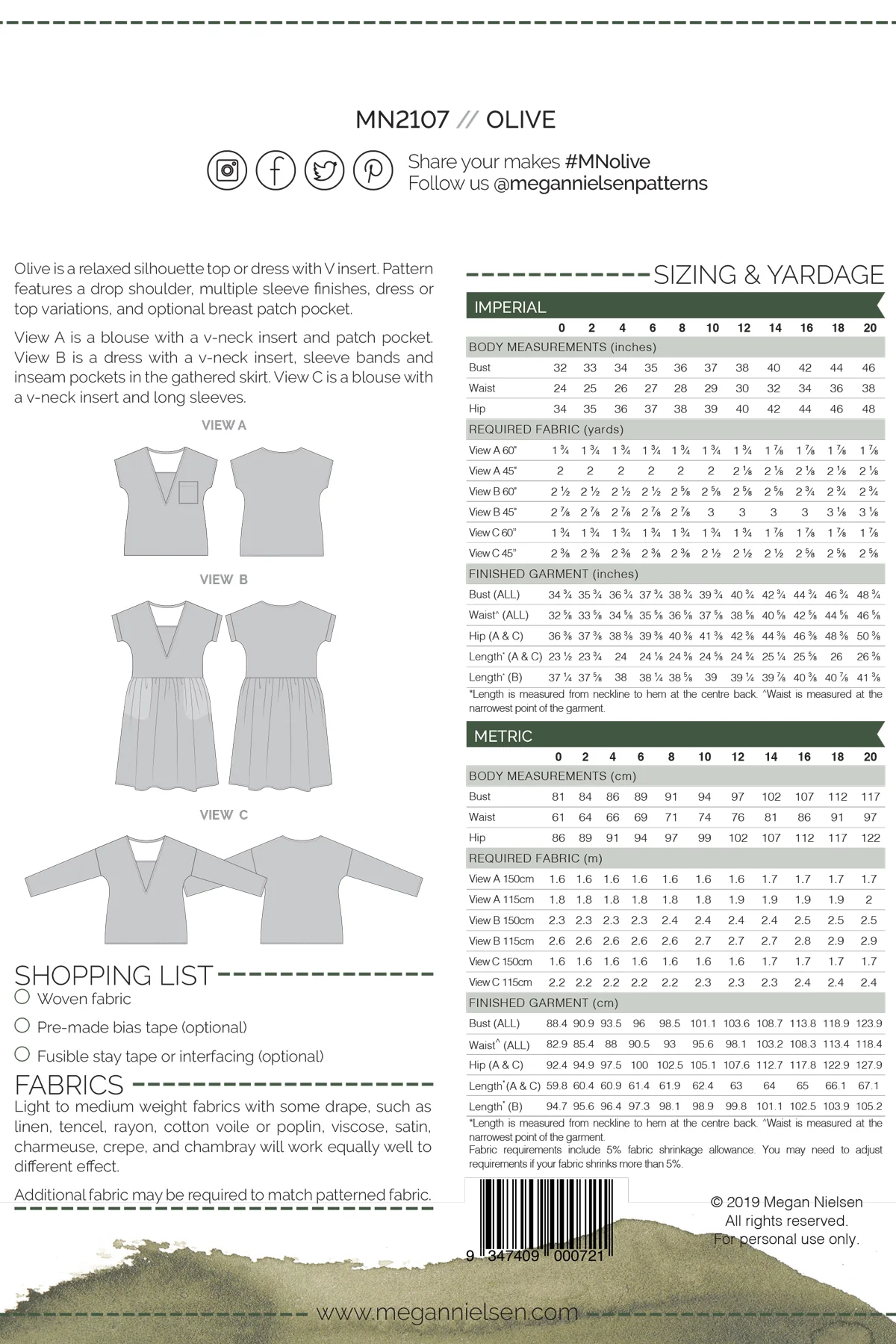 Megan Nielsen Olive Dress and Top 0-20 - Image 27