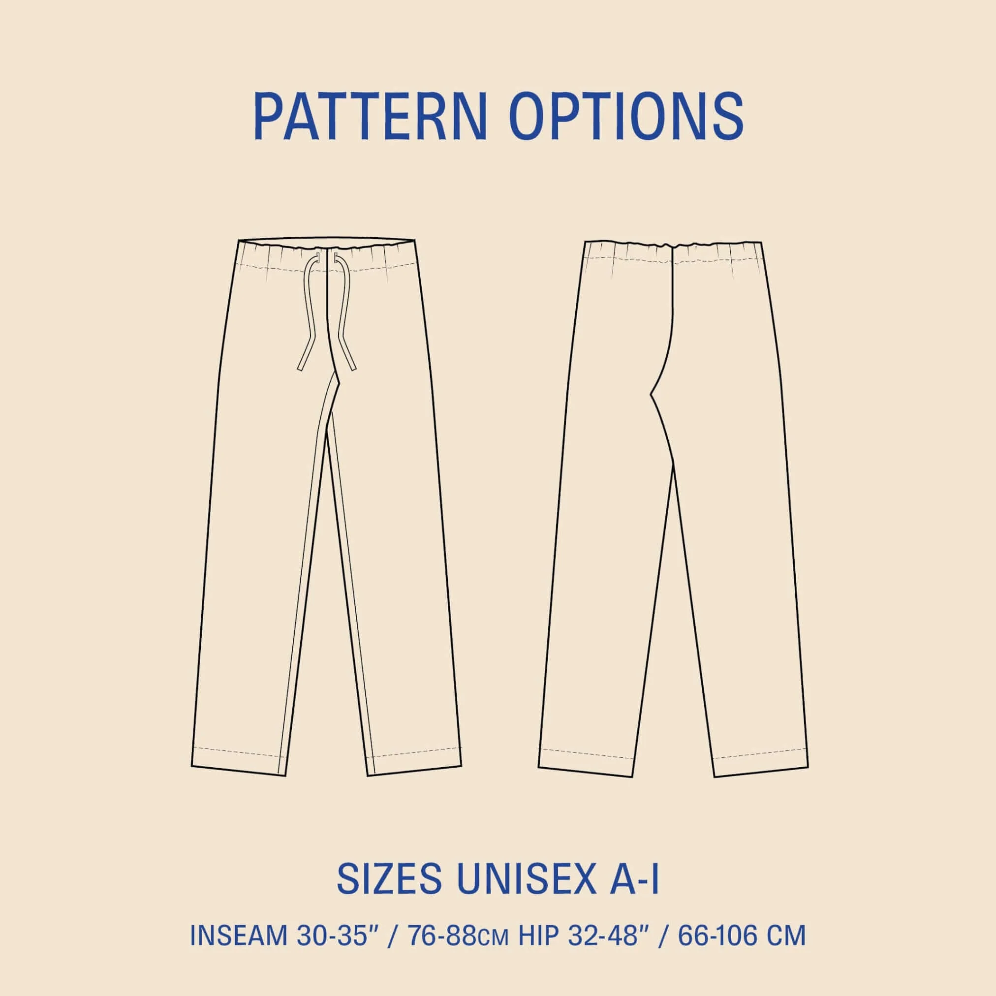 Wardrobe By Me Unisex Pajama Pants - Waist 38-54 Inches - PDF Pattern - Image 2